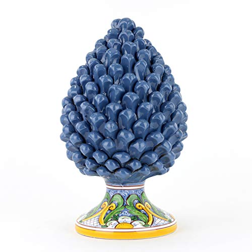 Tannenzapfen aus Keramik von Caltagirone – Blau – H 30 cm – komplett handgefertigt – 100% Made in Italy von Ceramiche Azzaro & Romano Caltagirone
