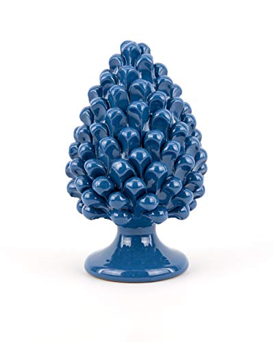 Tannenzapfen aus Keramik von Caltagirone – Kobaltblau – H 20 cm – komplett handgefertigt – 100% Made in Italy von Ceramiche Azzaro & Romano Caltagirone