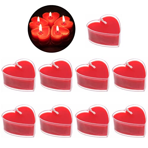 Teelichter, Herz Kerzen, Herzförmige Romantische, 9 Stücke Kerzen Deko Für Valentinstag, Herz Kerzen Teelicht, Kerzensets, Rote Teelichter, Romantische Herz Kerzen, Teelicht Rot für Valentinstag von Cerioll