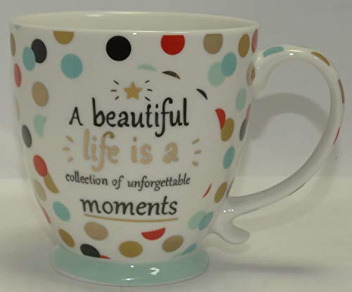 Tasse mit Zitat a beautiful life is a collection of unforgettable moments Porzellantasse für Kaffee oder Tee von Cha Cult