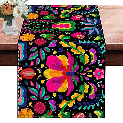 Chaies Mexiko Tischläufer | Bunte mexikanische Partytischdecke mit Datura-Blumen - Bunte mexikanische Party-Tischdecke für Partytisch von Chaies