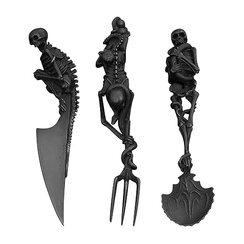 Halloween Bestecksets Gothic Skelett Besteck Sets Metall Besteck, Halloween Skelett Besteck Metall Gabel/Löffel/Schneider Besteck Home Party Supply Für Drinnen Und Draußen, Halloween-Dekoration, Oster von Chaies