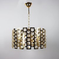 Kronleuchter Mit Kristallen, 5 Lichter, Luxus Beleuchtung Kronleuchter, Stahlkorpus, Goldfarbe, Dekoration von ChandelierLightStore