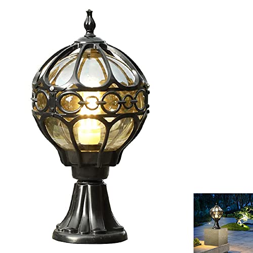 Chao Zan Sockelleuchte Außen Retro Kugel Bronze Gartenleuchte Wasserdichte IP65 E27 Zaunleuchte Glas Terrasseleuchte Im Freien Innenhöfe Gartenlampe Metall kreativ modern Balkon Wegeleuchte Hof von Chao Zan