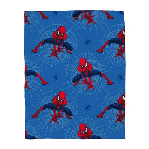 Character World Disney Spiderman Überwurfdecke, superweich, Web-Time-Design, warmes, superweiches Fleece, perfekt für Zuhause, Schlafzimmer, Übernachtungen und Camping, 100 x 150 cm von Character World