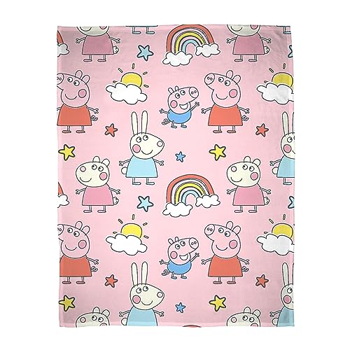 Character World Offizielle Peppa Pig lizenzierte Fleecedecke, superweich, warm, Verspieltes rosa Design, perfekt für Zuhause, Schlafzimmer, Übernachtungen und Camping, 100 x 150 cm von Character World