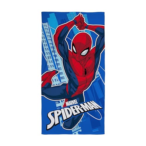 Character World Offizielles Disney-Spider-Man-Handtuch, Superhelden-Schwingspaß, superweiches Gefühl, Go Spidey-Design, perfekt für Bad, Strand und Pool, 100% Baumwolle, Einheitsgröße, 140 x 70 cm, von Character World