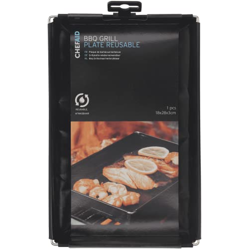 Chef Aid Grillplatte, wiederverwendbar, ideal zum Grillen und perfekt für die Zubereitung von Fleisch und Fisch, 40 x 50 cm, schwarz von Chef Aid