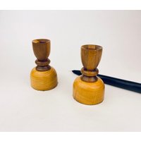 Vintage Holz Kerzenhalter - 2Er Set | 2 von ChenuzAtelier