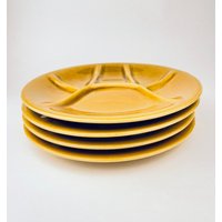 Vintage Keralux Boch Freres Belgium Keramik Fondue/Käse Sushi Teller | 9 " - Set Mit 4 | Vier Honigfarben Glasiert von ChenuzAtelier