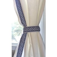 Greek Key Trim Raffhalter, Raffhalter Für Vorhänge, Ribbon Curtains von ChesapeakeCottage