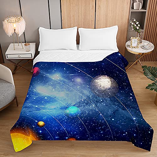 Chickwin Tagesdecken Bettüberwurf, 3D Universum Drucken Tagesdecke aus Mikrofaser - Prägemuster Wohndecke Bettdecke für Einzelbett Doppelbett oder Kinder (Sonnensystem,220x240cm) von Chickwing