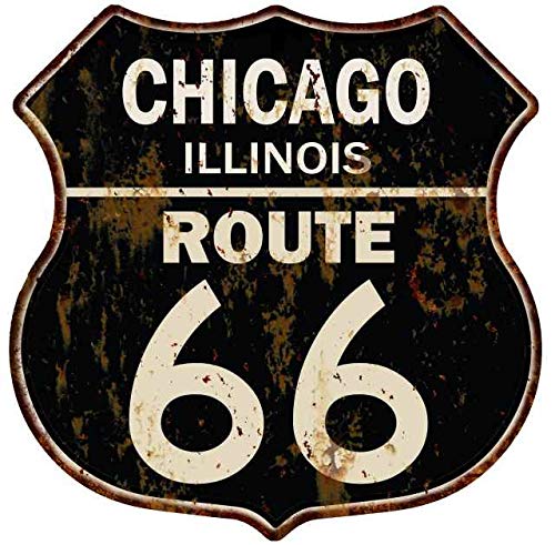 CHICAGO, ILLINOIS Route 66 Schild Blechschild Man Cave Ga12 x 12 Hochglanzmetall 211110014257 von Chico Creek Signs