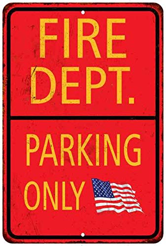 Fire Department Parking Only Schild, Militärschilder, Feuerwehrmann, Vintage-Dekoration, Wandkunst, rustikales Blech, 108120062001 8" x 12" Premium Matte von Chico Creek Signs