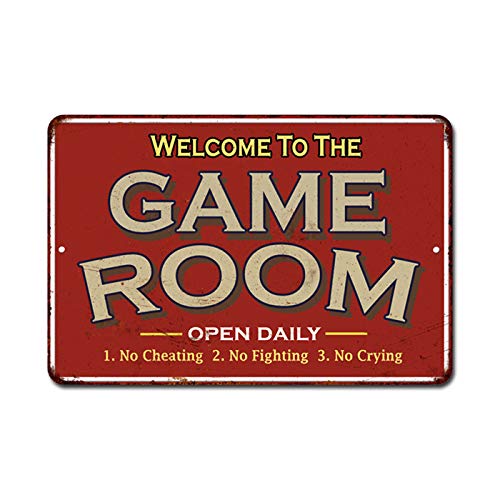 Game Room Sign Rustic Wall Décor Gameroom Signs Home Vintage Decorations Games Arcade Retro Video Gamer Art Accessories Gaming Billard Cards Tin Plaque Gift 8 x 12 High Gloss Metal 208120068018 von Chico Creek Signs