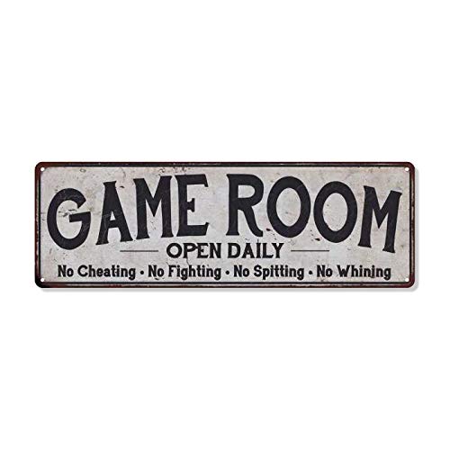 Game Room Sign Vintage Decor Wandschilder Gameroom Dekorationen Ideen Spiele Arcade Retro Gamer Wandkunst Gaming Retro Geschenk 8 x 24 Matte Finish Metall 108240091035 von Chico Creek Signs
