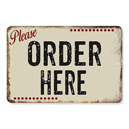 Order Here Schild Putty Restaurant Cafe Pick Up Schilder Café Dekor Vintage Diner Rustikale Wanddekoration Geschenk 16 x 24 Matt Finish Metall 116240061056 von Chico Creek Signs