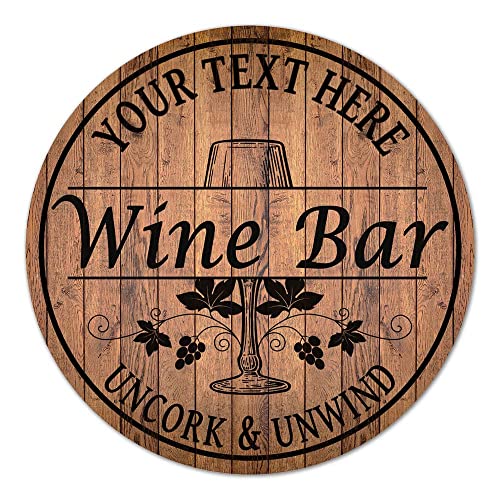 Personalisierte Weinbar Zeichen 10 ", 14 ", 18 "Runde Holz Zeichen Home Bar Zubehör Vino Bar Dekor B3-00140054001 von Chico Creek Signs