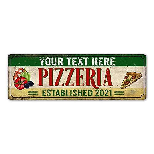 Personalisiertes Pizzeria Metallschild Terrasse Dekor Pizza Chef Pizza Küche Zuhause Bar Dekor Dekorative Schilder Geschenk 8x24 108240097001 von Chico Creek Signs