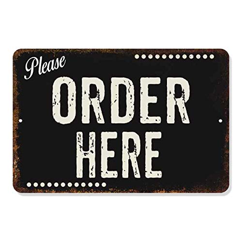 Schild mit Aufschrift "Please Order Here", rustikale Wanddekoration, Theke, Bar, Grill, Diner Pick Up, Retro, Küche, Geschenk, 20,3 x 30,5 cm, mattes Metall, 108120061064 von Chico Creek Signs