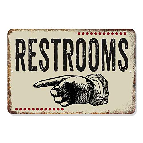 Toiletten Schild Licht Kitt Restaurant Dekor Wandkunst Vintage Badezimmer WC Dekorationen Pfeil Zeiger Schilder 8 x 12 Matte Finish Metall 108120061057 von Chico Creek Signs