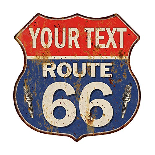 Your Name Route 66 Personalisiertes Schild Metallschild Männerhöhle 14,5 x 14,5 mm mattes Finish Metall 115150002001 von Chico Creek Signs