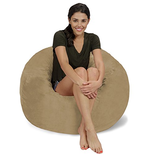 Chill Sack L - Der Sitzsack mit Memory-Foam Füllung - Das Sitzkissen für Kinder und Erwachsene mit kuschelweichem, waschbarem Velourbezug in Sandfarben von Chill Sack