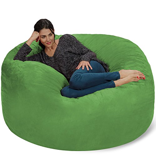 Chill Sack Bohnenbeutelstuhl: Riesen-5' Memory-Foam-Möbel Sitzsack - großes Sofa mit weicher Microfaserabdeckung - Kalk von Chill Sack