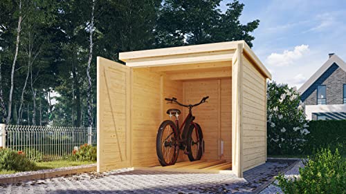 CHILLROI® Karibu Fahrradgarage 19mm Set mit Dachfolie naturbelassen oder terragrau (naturbelassen) von Chillroi