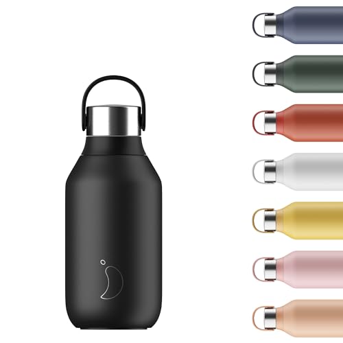 Chilly's Serie 2 Wasserflasche - BPA-Freier Edelstahl und Wiederverwendbar - Auslaufsicher, Ohne Kondensation - Abyss Black, 350ml von Chilly's