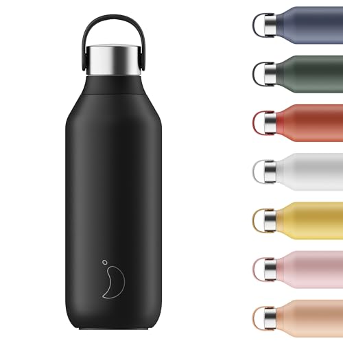 Chilly's Serie 2 Wasserflasche - BPA-Freier Edelstahl und Wiederverwendbar - Auslaufsicher, Ohne Kondensation - Abyss Black, 500ml von Chilly's