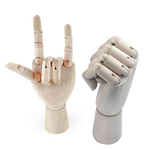 Chiloskit 25,4 cm rechts/links Hand Kunstmodell Gelenkskulptur Holz Mannequin Art Dummy Finger Modell von Chiloskit