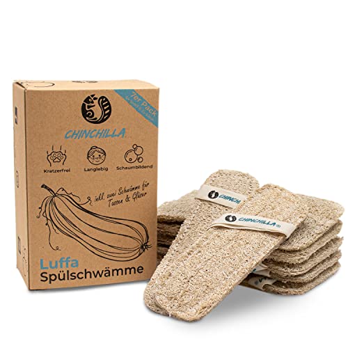 Chinchilla® Luffa Schwamm Küchenschwämme | 7 nachhaltige Spülschwämme in versch. Größen | wiederverwendbar, plastikfrei & vegan von Chinchilla