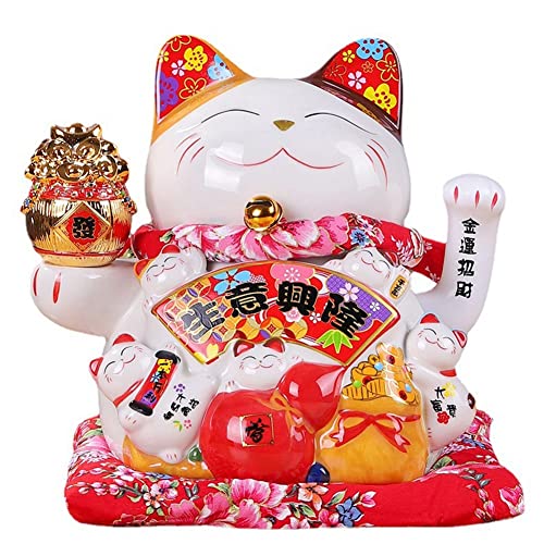 Chnegral 7 Keramik Winkende Katze Maneki Ornament Feng Dekoration Schaukel Katze,B von Chnegral