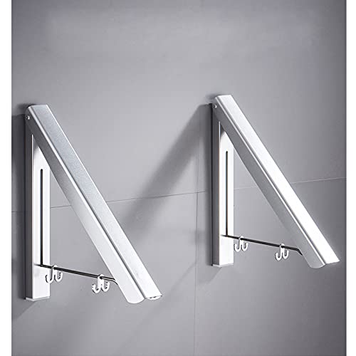 2PCS Klappbar Wand Kleiderständer Kleiderhaken Klappbarer Wandmontage Klappbar Aluminium Kleiderbügel Klappbar Wand Kleiderlüfter für Ecken, Balkon, Badezimmer, Schlafzimmer von Chrasy