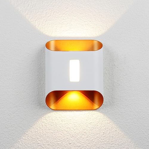 Chrasy Moderne LED Wandleuchten Aussen Innen IP65 12W Modern Wandlampe Flach und Abgerundet Warmweiß 3000k Wandleuchte Aluminium Leuchtet LED für Schlafzimmer, Wohnzimmer, Bad, Flur (Weiß) von Chrasy