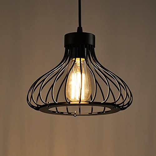 E27 Retro Metall Pendelleuchte Beleuchtung Käfig Vintage Industrie Deckenlampe Antike Hängeleuchte Käfig Cage Deckenluechte E27 für Wohnzimmer Esszimmer von Chrasy