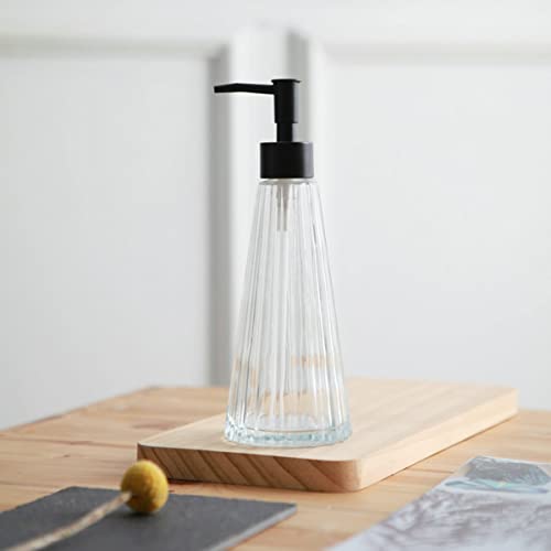Glasseifenspender Seifenspender aus Glas 300ml Flüssigseifenspender Glasspender mit Edelstahlpumpe Handwaschflüssigkeit für Geschirrspülmittel, ätherisches Öl,Shampoo (Transparent) von Chrasy