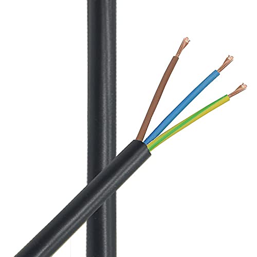 10m Kabel Schwarz 3x1,5 mm² flexibel H05VV-F PVC isolierte Schlauch-Leitung 3G Leuchtenkabel Lampenkabel Zuleitung Stromkabel von Christoph Palme Leuchten