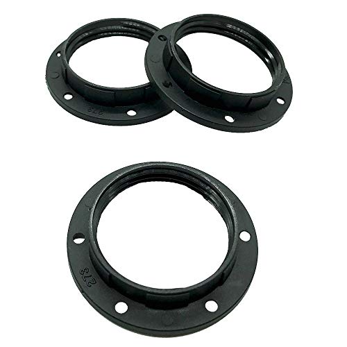 3 Stück Schraubring E27 Kunststoff Schwarz für Lampen-Fassung Ring mit zwei Gewindegängen für Lampen-Schirm oder Glas-Elemente von Christoph Palme Leuchten