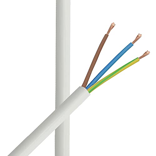 3m Zuleitung Weiss H03VV-F 3 x 0,75qmm PVC isolierte Schlauch-Leitung 3G Leuchtenkabel Lampenkabel Kabel Stromkabel von Christoph Palme Leuchten