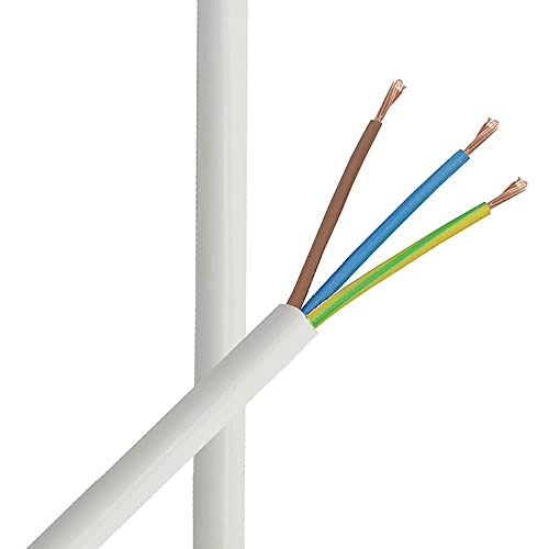 5m Kabel Weiß 3x1,5 mm² flexibel H05VV-F PVC isolierte Schlauch-Leitung 3G Leuchtenkabel Lampenkabel Zuleitung Stromkabel von Christoph Palme Leuchten
