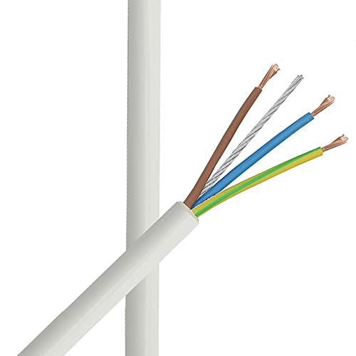 Elektrokabel mit Stahlseil 3G 3x0 1,0mm² Weiß 1 Meter H03VV-F PVC Schlauchleitung Strom-Kabel von Christoph Palme Leuchten