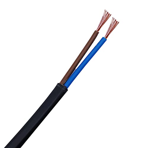 10m Stromkabel 2x0,75mm² 3G H03VVH2-F Schlauchleitung flach PVC Kabel Flachkabel (Schwarz) von Christoph Palme