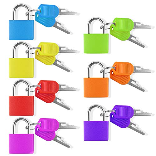 7 Stück Vorhängeschloss mit Schlüssel Bunt Kofferschloss Set Klein Mini Taschen Gepäckschloss Sperren 7 Farben von Chudian