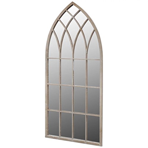 Chusui Rustikaler Gartenspiegel, Spiegel Fenster, Kirchenfenster, Fensterförmiger Spiegel, Window Mirror, Fensterspiegel, Spiegel Landhausstil, Wandornament, Bogen 50×115 cm für Indoor und Outdoor von Chusui