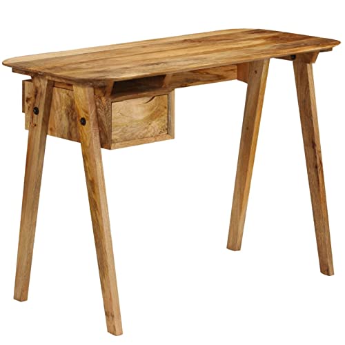 Chusui Schreibtisch, Computertisch, Arbeitstisch, Home Office Desk, Schreibtischorganizer, Büroschreibtisch, 110x50x76 cm Mango Massivholz von Chusui