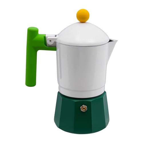 Moka Pot Kaffeemaschine für den Herd,V-Auslauf Moka-Kanne Sicherheitsschutz Mokka Espressokocher Maschine Aluminium Mokkakanne Destillation Hochdruckextraktion (grüner Boden und grüner Griff) von Chynalys