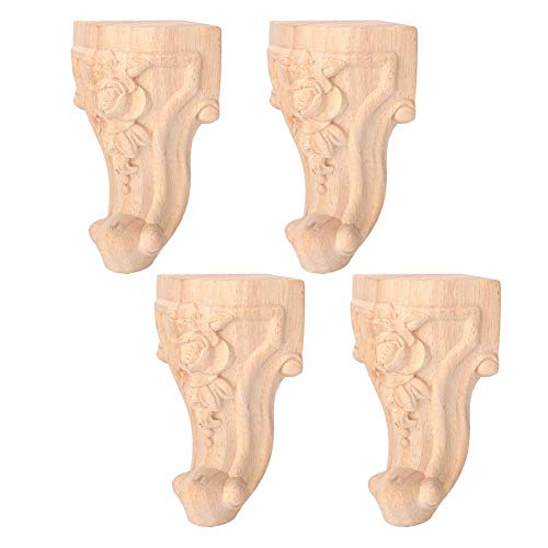 Cikonielf Möbelbeine Kabinettbeine im europäischen Stil Holz Geschnitzte Tischfußsofa Füße 4 STK(15x6cm) von Cikonielf