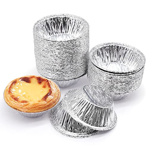 Cisolen 200 Stück Ei Tart Form Einweg Aluminiumfolie Tassen Eierkuchenform Egg Tart Mold für Muffins Cremes Eierkuchen Kuchen Gebäck Pudding von Cisolen